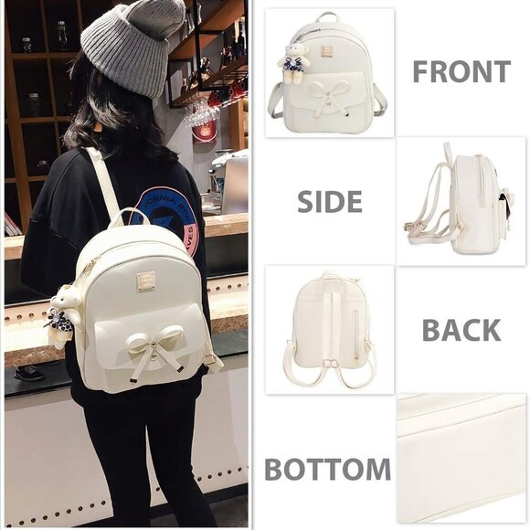 Women Mini Leather Backpack Purse 3-Piece Set Small Shoulder Bag Rucksack main image 5